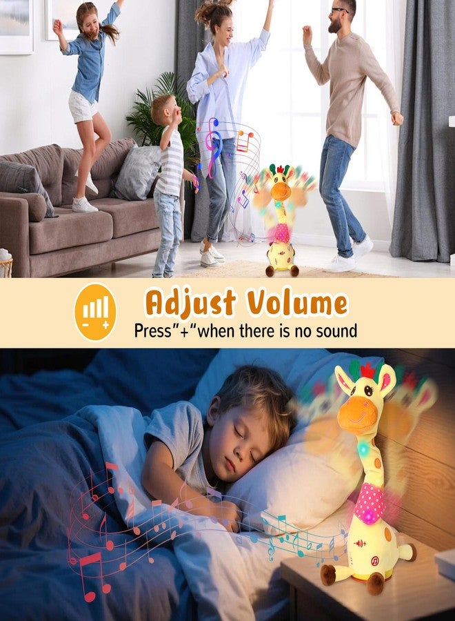 JISONCASE Christmas Talking Dancing Giraffe Baby Toy, Adjustable Volume Tummy Time Toy Repeating What You Say, Singing Mimicking Recording Sensory Education Gifts for Toddlers Boy Girls - Image 3